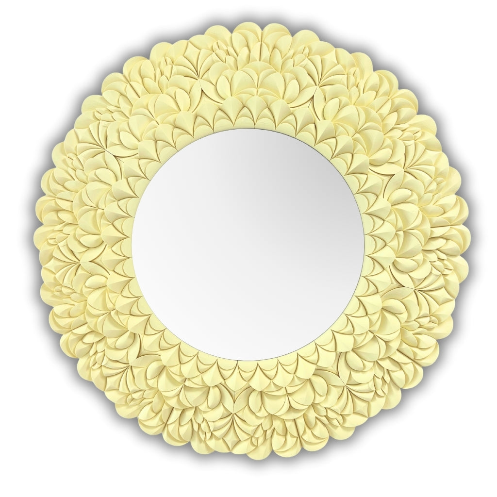 Decorative unique design round mirrors in yellow