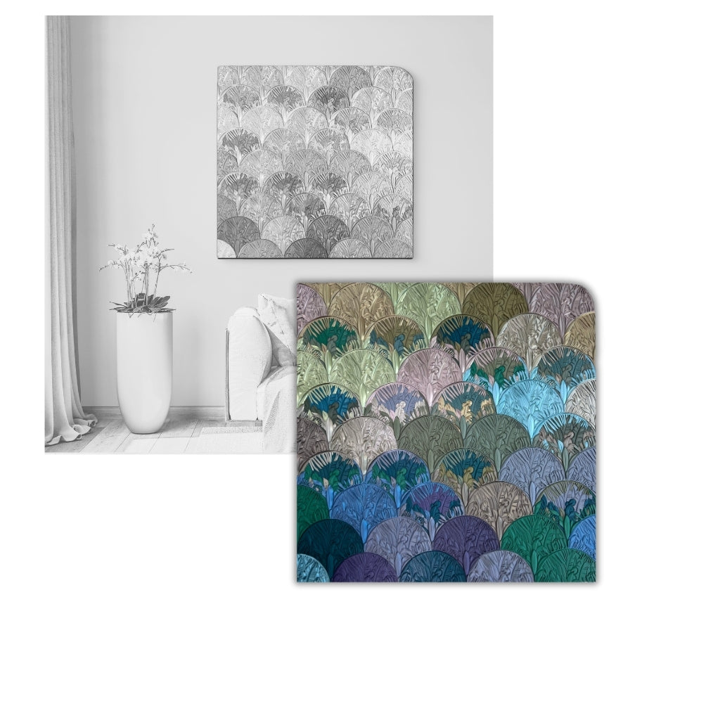 Unique wall mosaic, floral, greenery motive, 3D printed