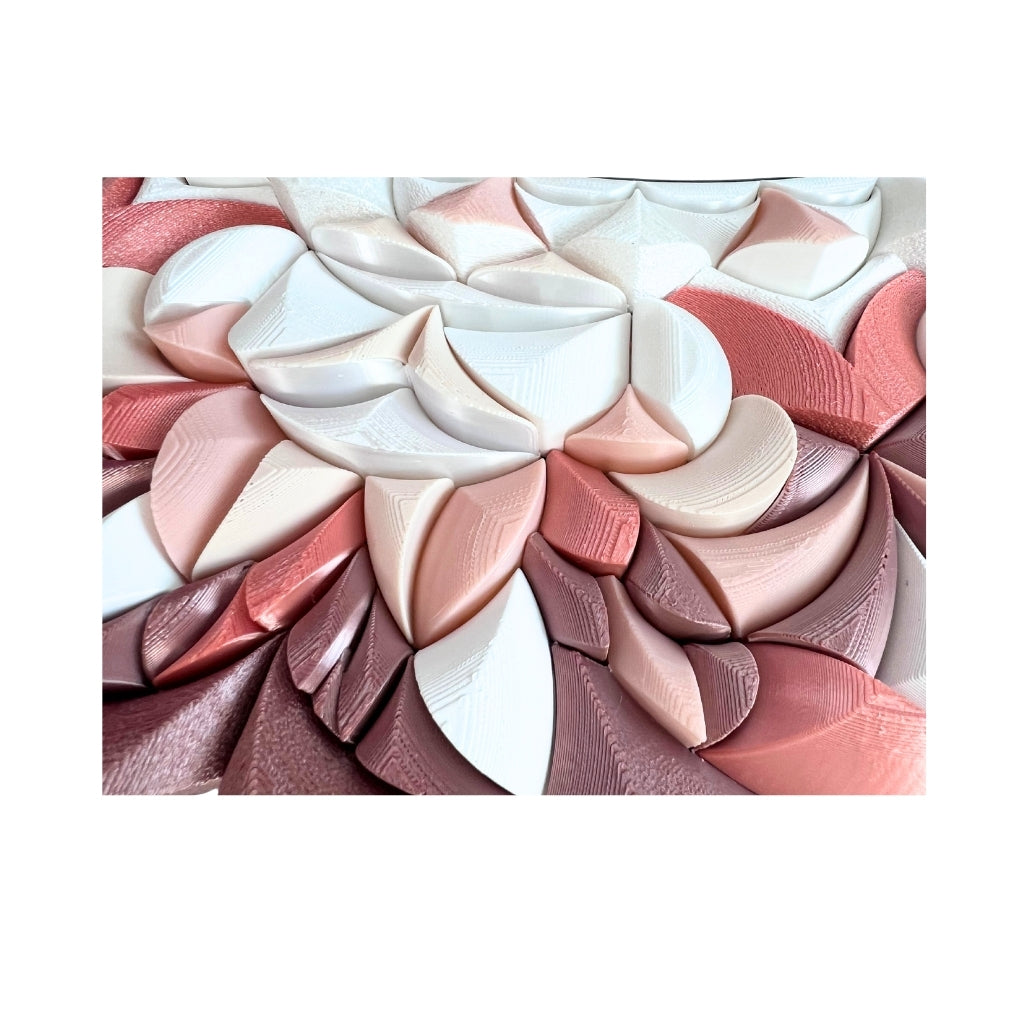 Decorative unique design round mirror with floral pattern pink