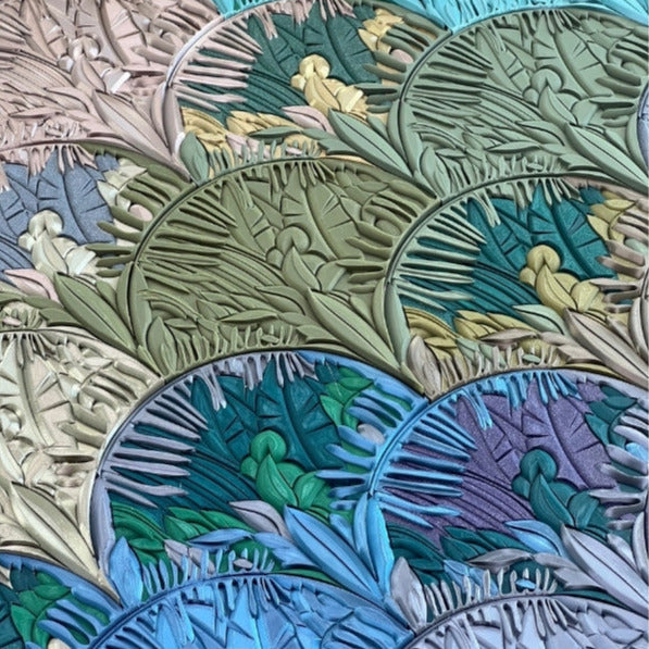 Unique wall mosaic, floral, greenery motive, 3D printed