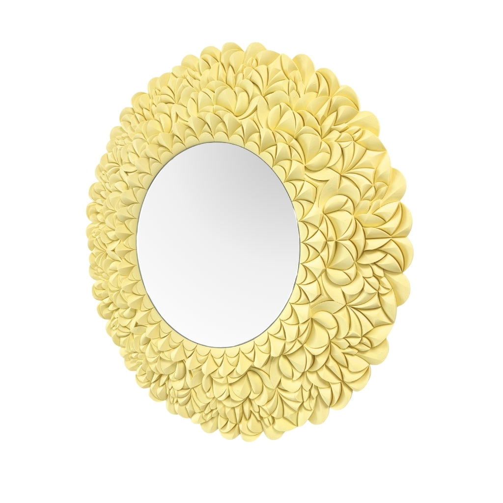 Decorative unique design round mirrors in yellow