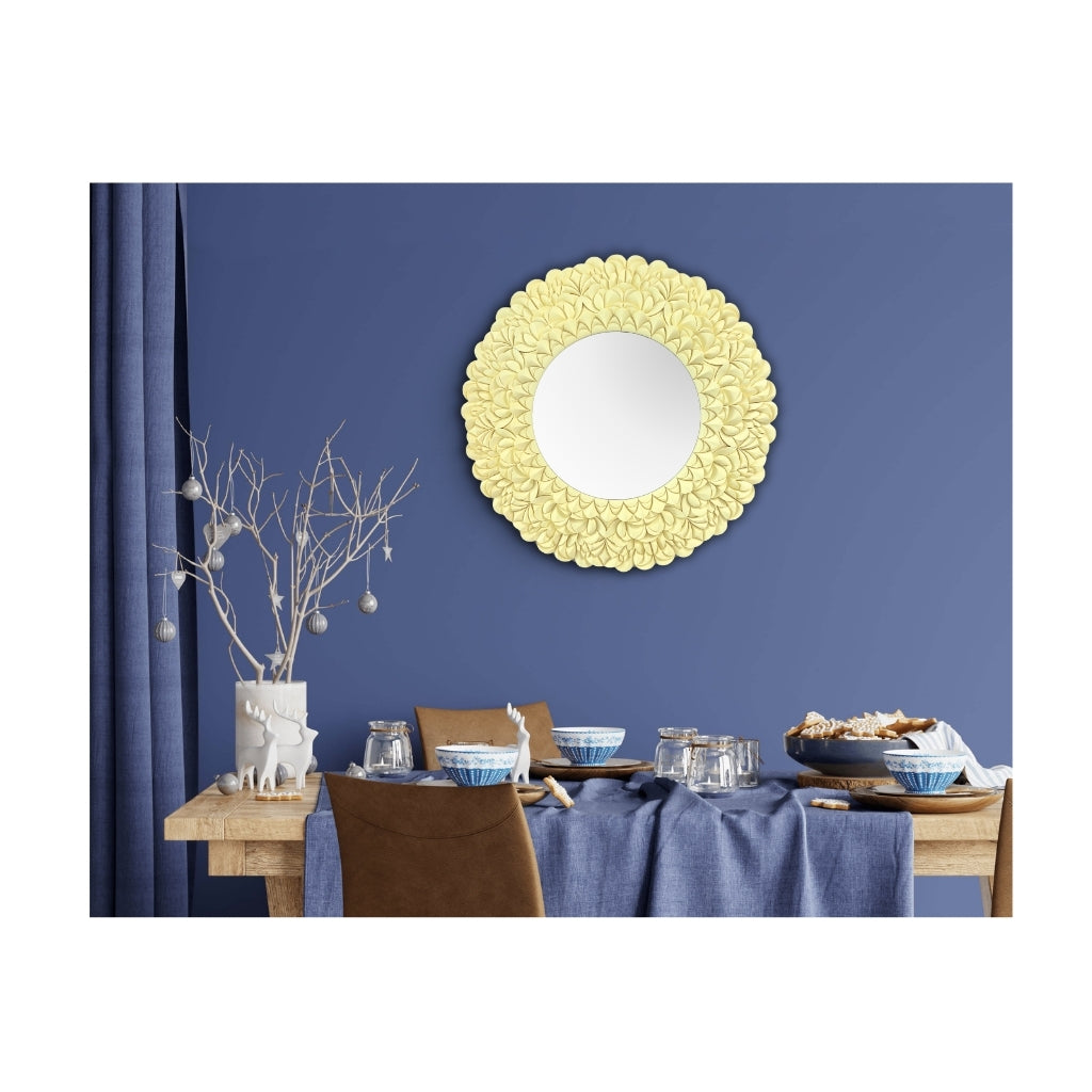 Decorative unique design round mirrors in yellow