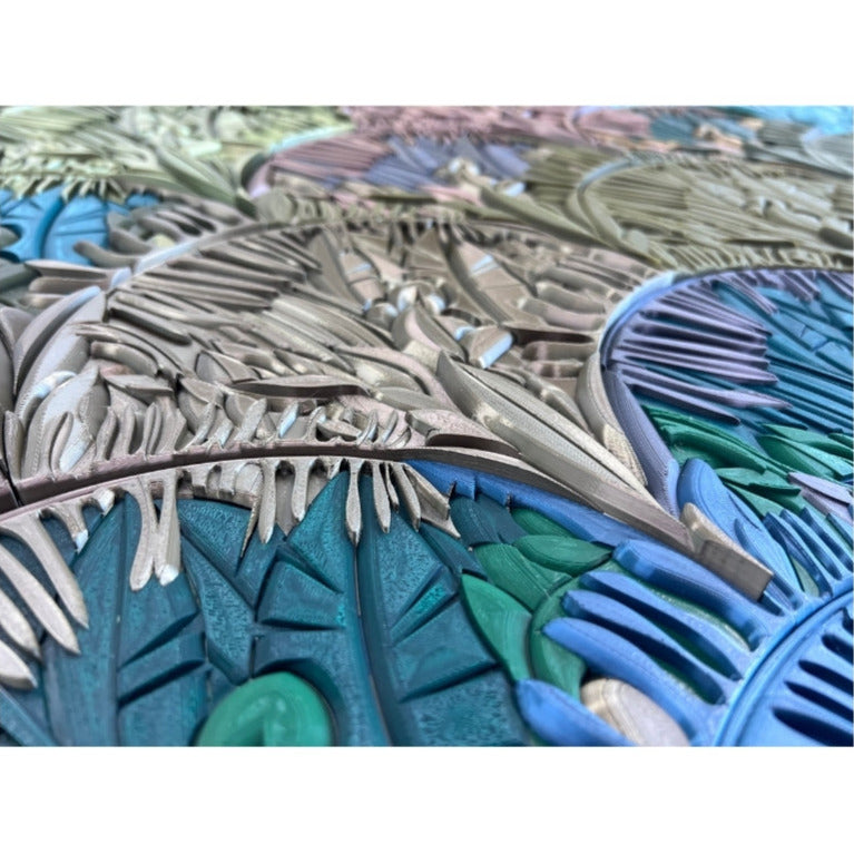 Unique wall mosaic, floral, greenery motive, 3D printed