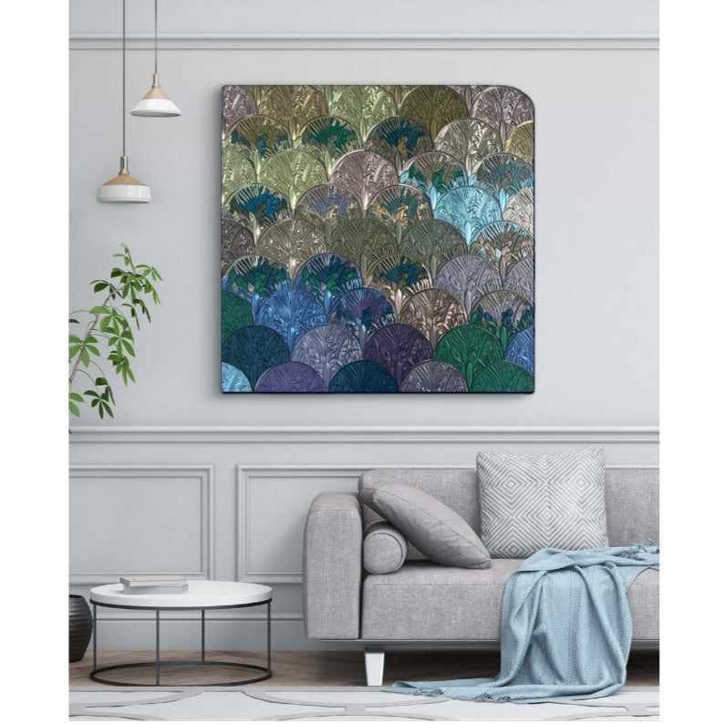 Unique wall mosaic, floral, greenery motive, 3D printed
