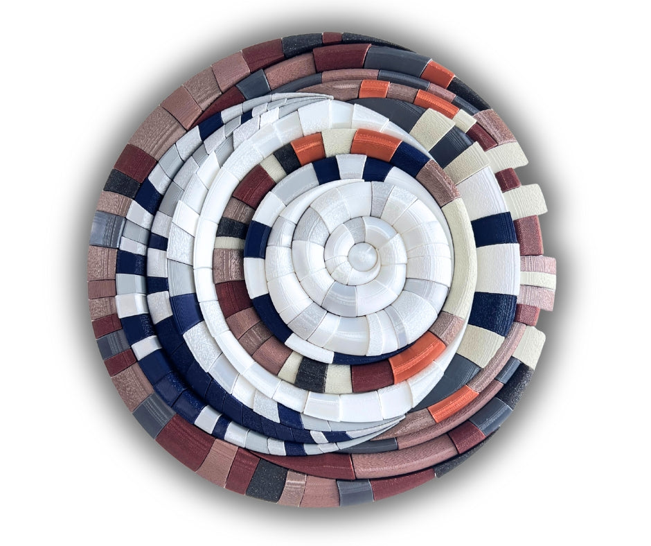 Mosaic Moon Brown unique sculptural wall art with lunar surface texture, 28x27cm