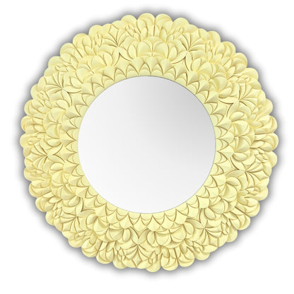 Decorative unique design round mirrors in  yellow 