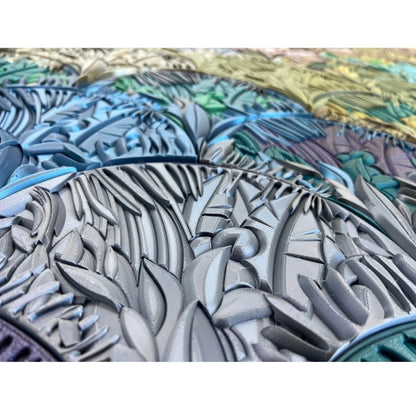 Unique wall mosaic, floral, greenery motive, 3D printed