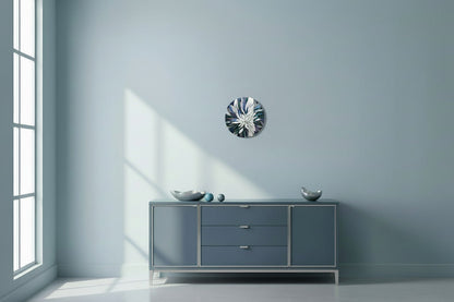 Mosaic Anthemion Blue unique wall art displayed showing floral-inspired design