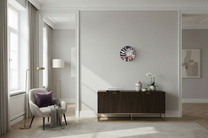 Mosaic Anthemion Purple unique wall art displayed showing floral-inspired design