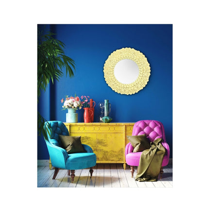 Decorative unique design round mirrors in  yellow 