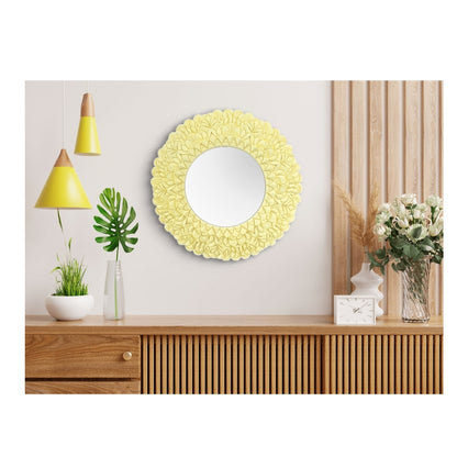 Decorative unique design round mirrors in  yellow 