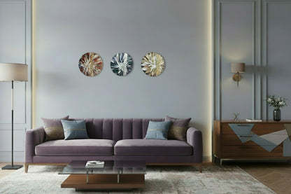 Mosaic Anthemion Purple unique wall art displayed showing floral-inspired design