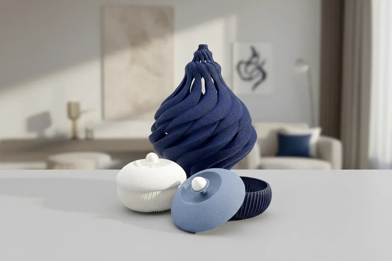 Box Blue & White Pearls & light for interior decor | JOVI Creative 