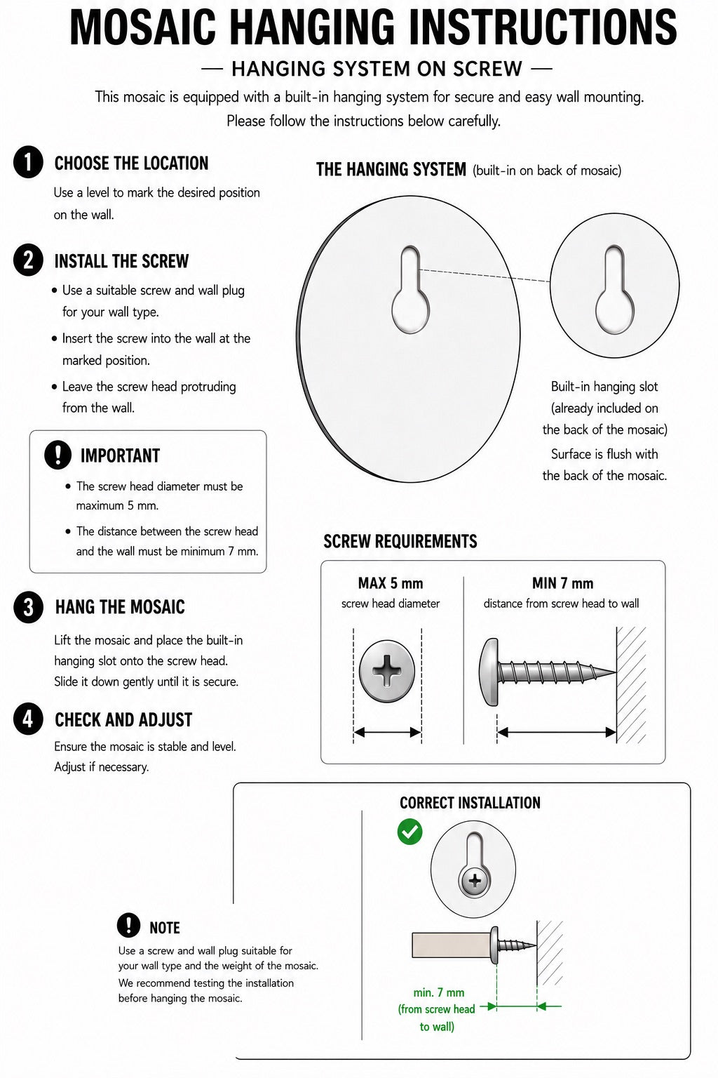 Hanging Instructions