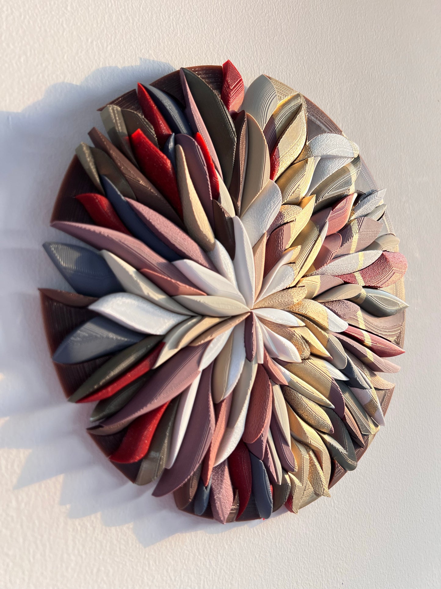 Close-up of Mosaic Anthemion Red showing exclusive floral-inspired design details