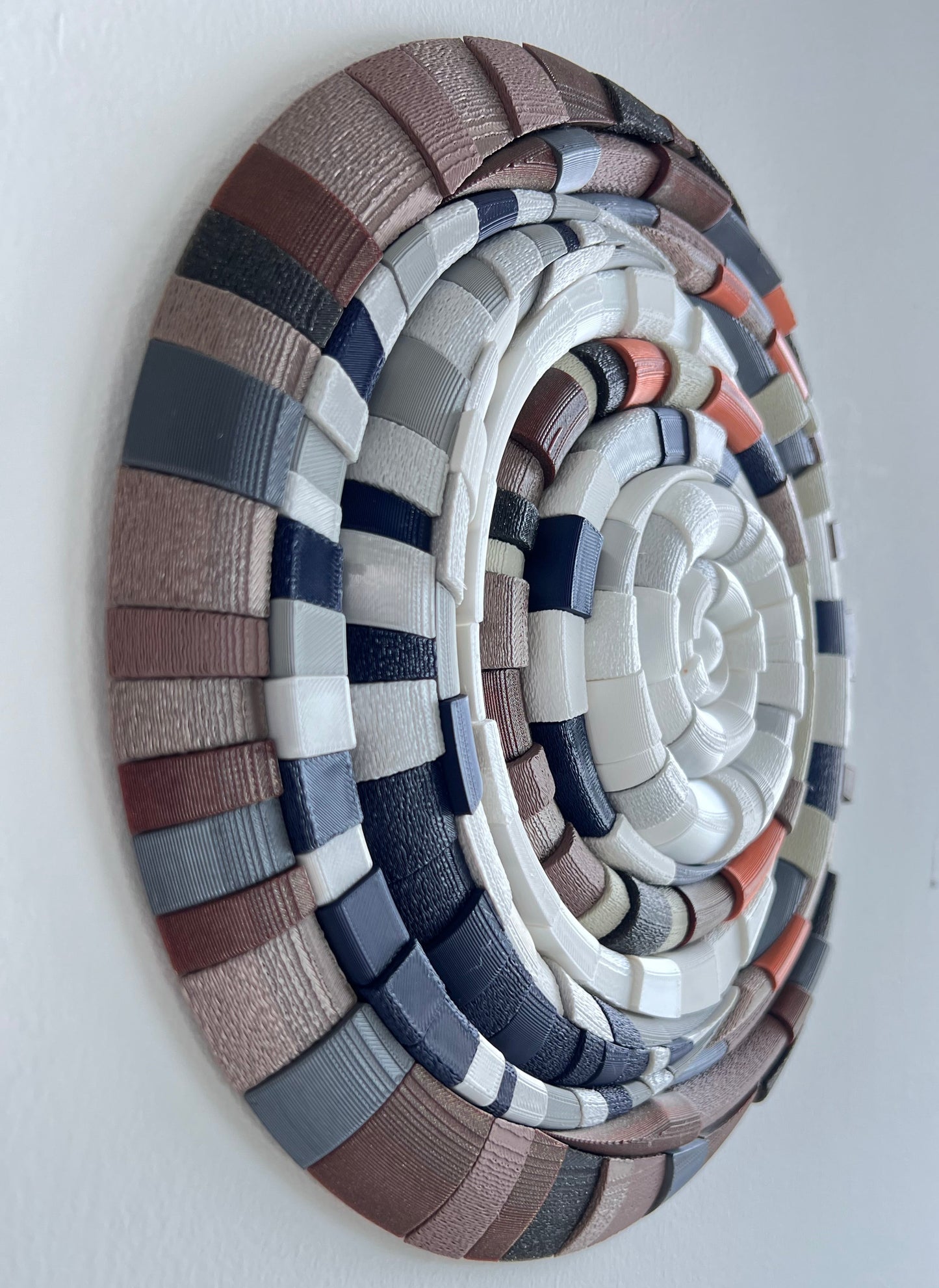 Lunar surface texture detail on Mosaic Moon Brown unique handcrafted mosaic