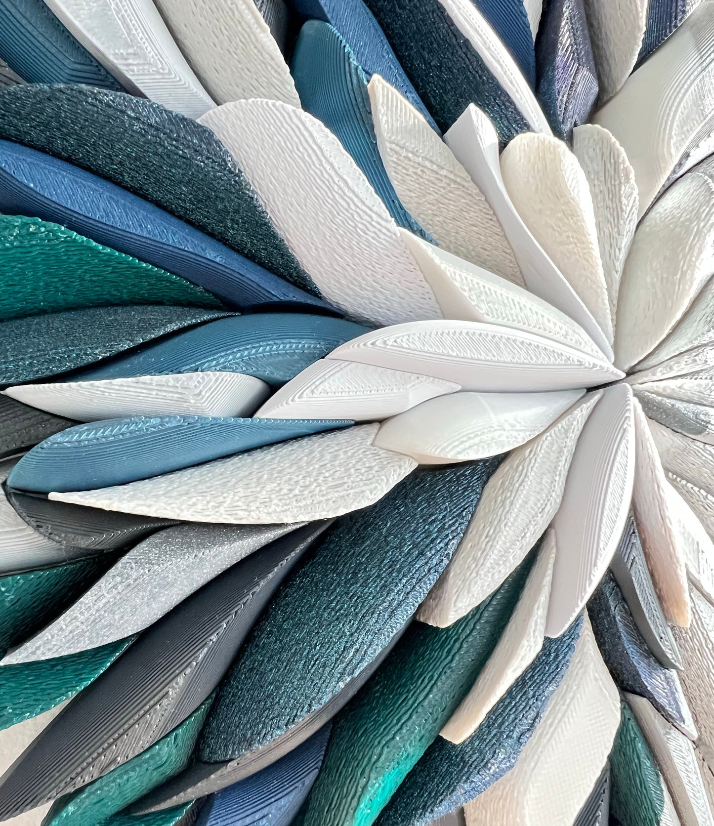 Close-up of Mosaic Anthemion Blue showing exclusive floral-inspired design details