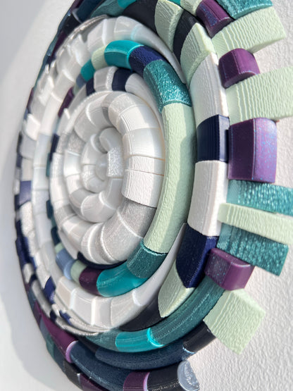 Lunar surface texture detail on Mosaic Moon Blue unique handcrafted mosaic