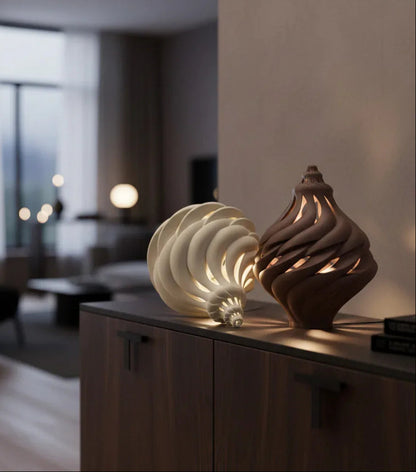 Light Sea Shell Brown Matte unique table light natural sculptural design | JOVI Creative