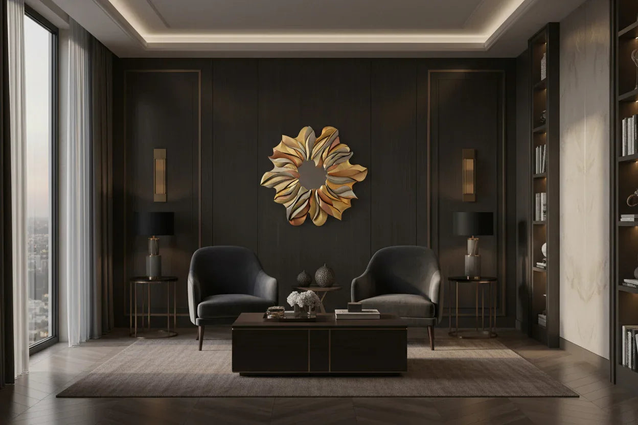 Mirror Golden Flower in exclusive interior | JOVI Creative 
