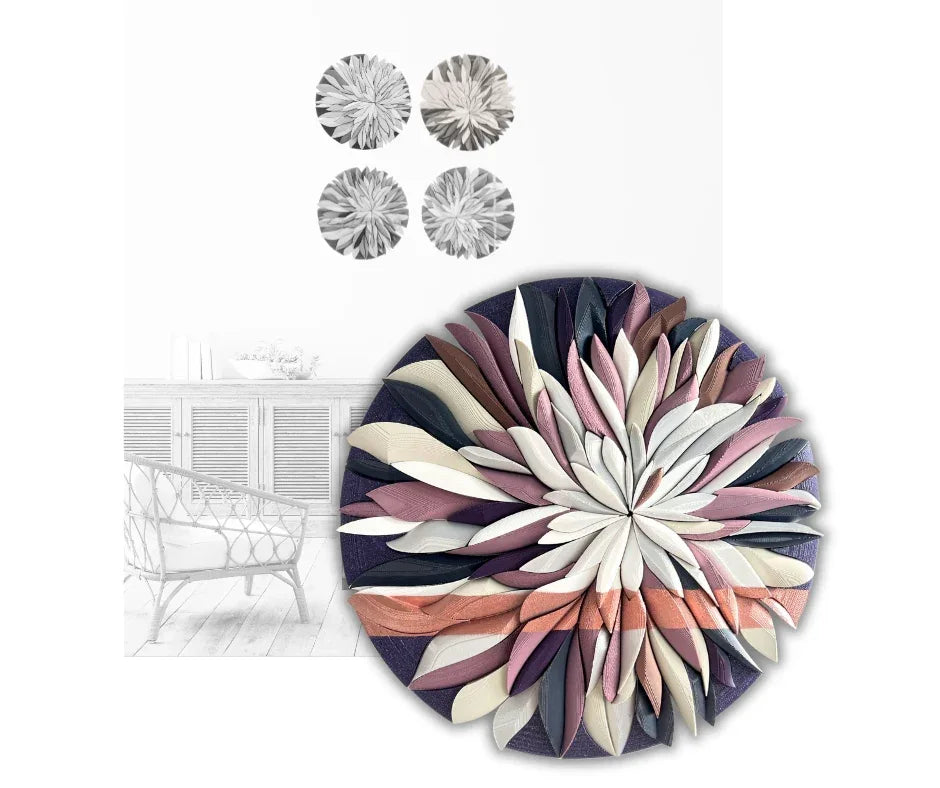 Mosaic Anthemion Purple sculptural wall art | JOVI Creative