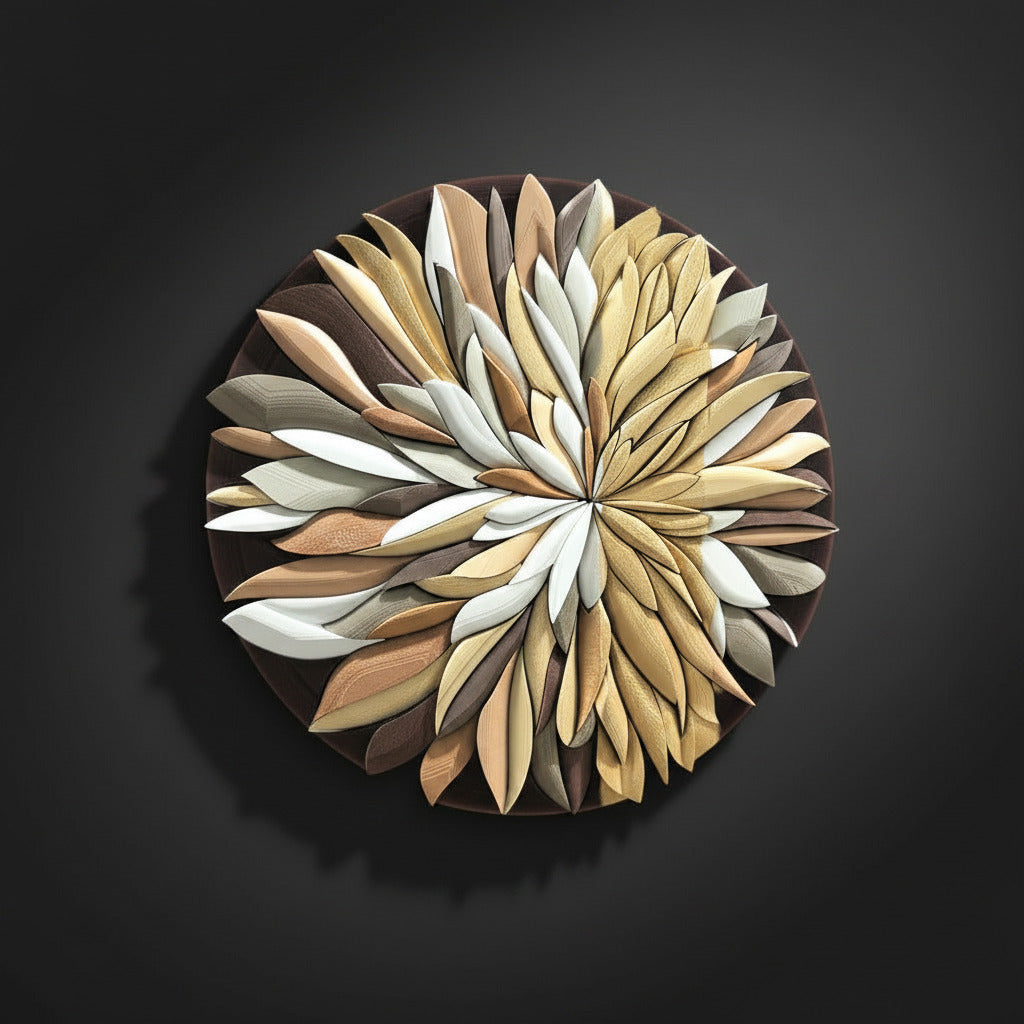 Mosaic Anthemion Beige sculptural wall art front view  | JOVI Creative 