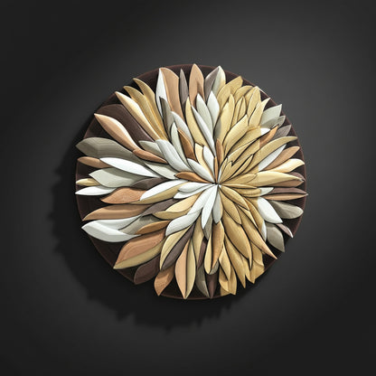 Mosaic Anthemion Beige sculptural wall art front view  | JOVI Creative 