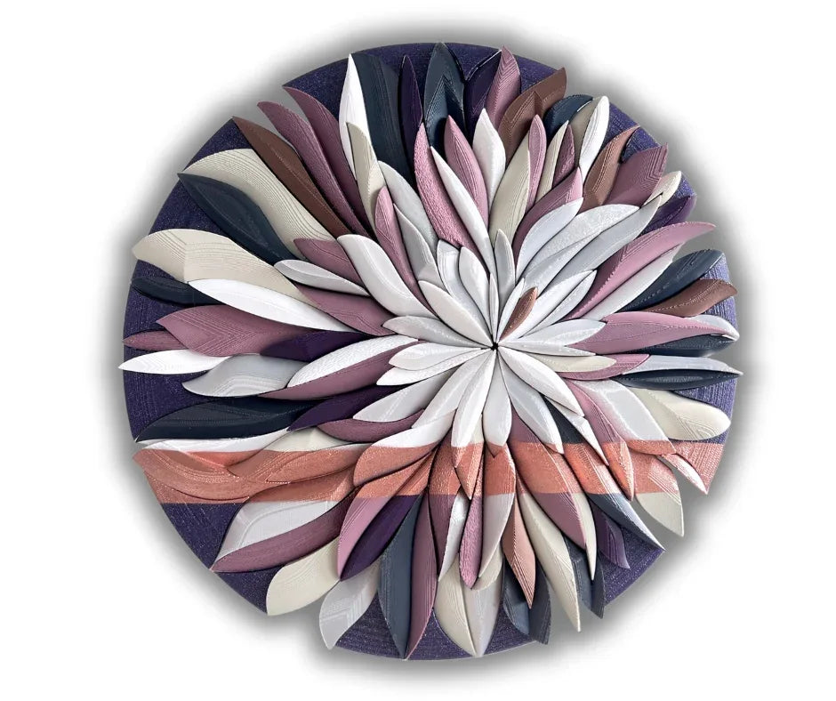 Mosaic Anthemion Purple sculptural wall art front view | JOVI Creative 
