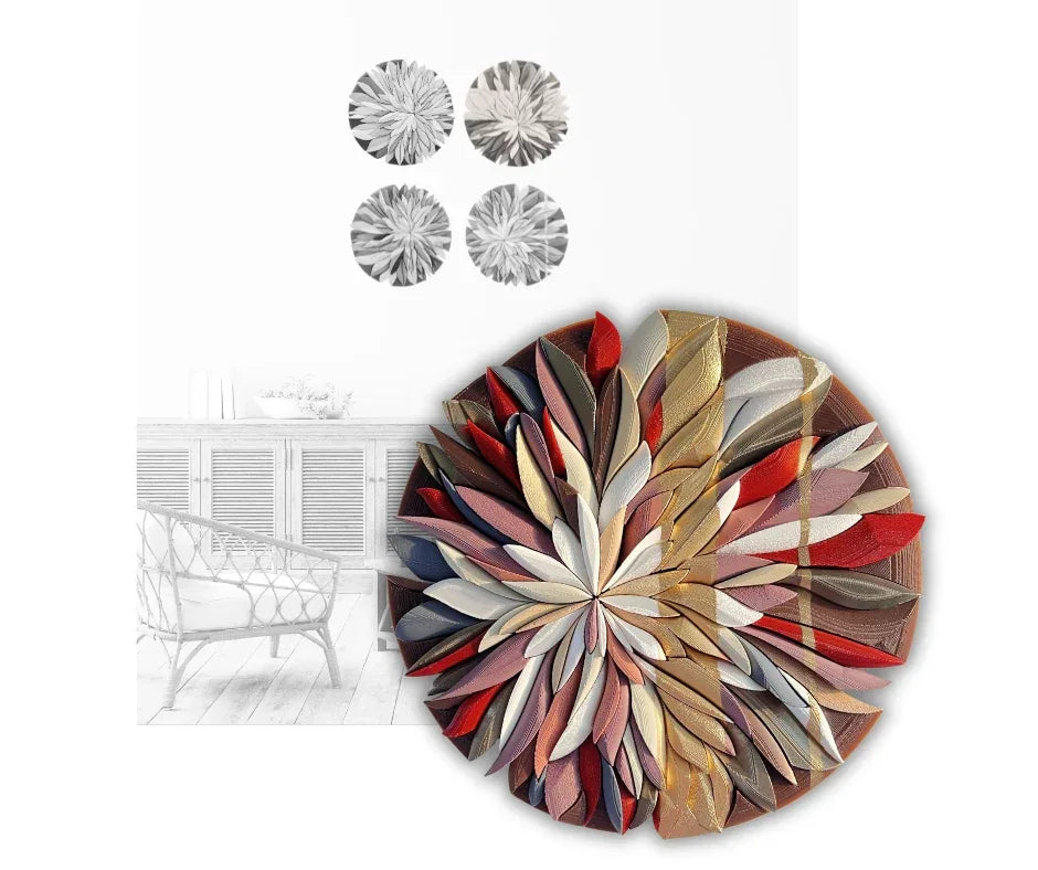 Mosaic Anthemion Red sculptural wall art | JOVI Creative