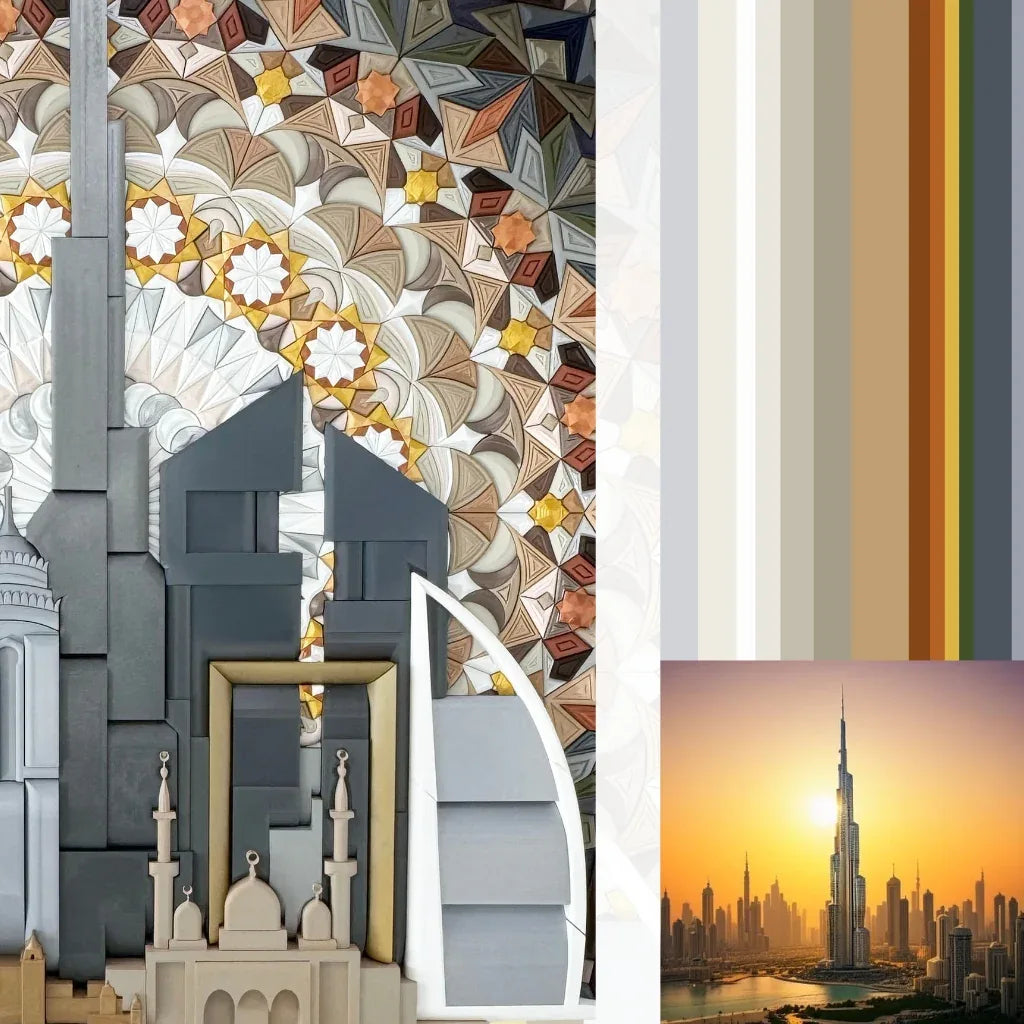 Mosaic Dubai History Colored  Mood board Inspiration | JOVI Creative 