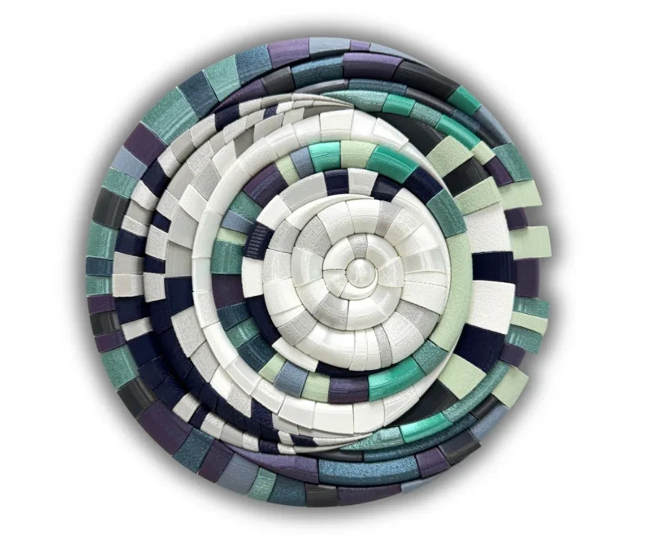 Mosaic Moon Blue sculptural wall art front view 28x27cm  | JOVI Creative 