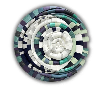 Mosaic Moon Blue sculptural wall art front view 28x27cm  | JOVI Creative 