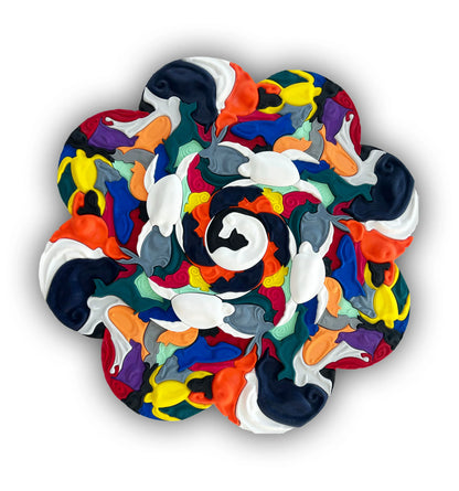 Mosaic Pets Color vibrant sculptural wall art front view 110x110cm  | JOVI Creative 