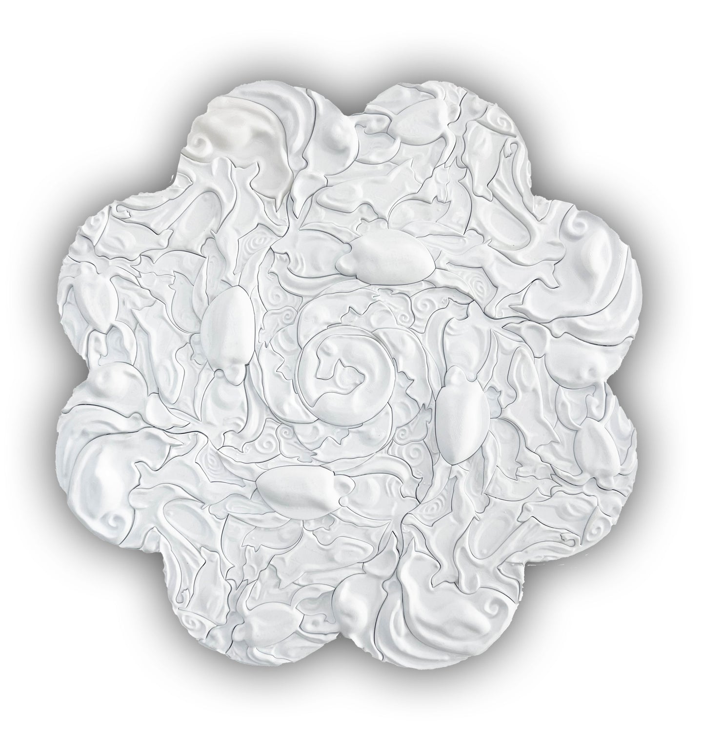 Mosaic Pets White sculptural wall art front view 110x110cm | JOVI Creative