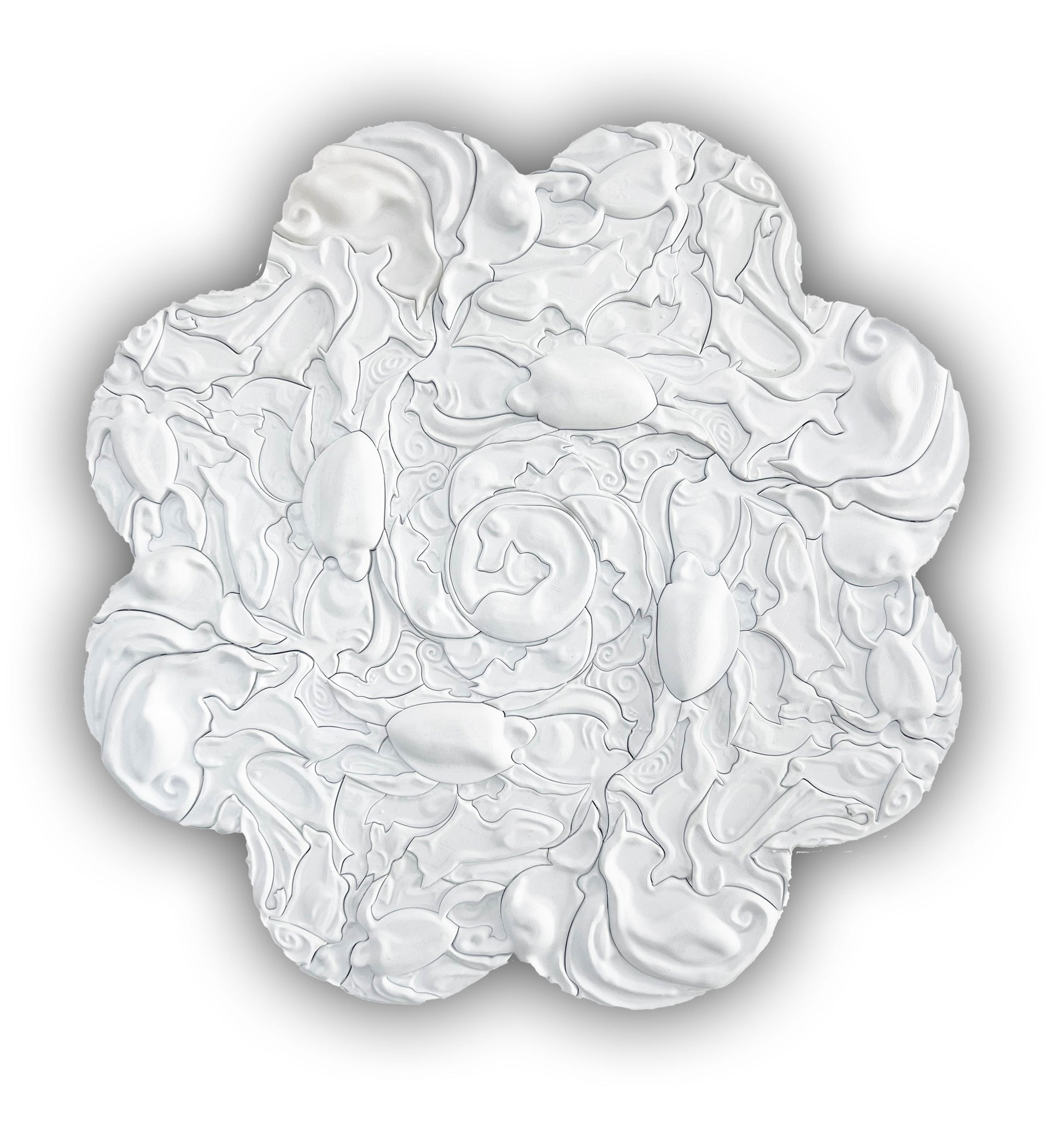 Mosaic Pets White sculptural wall art front view 110x110cm | JOVI Creative