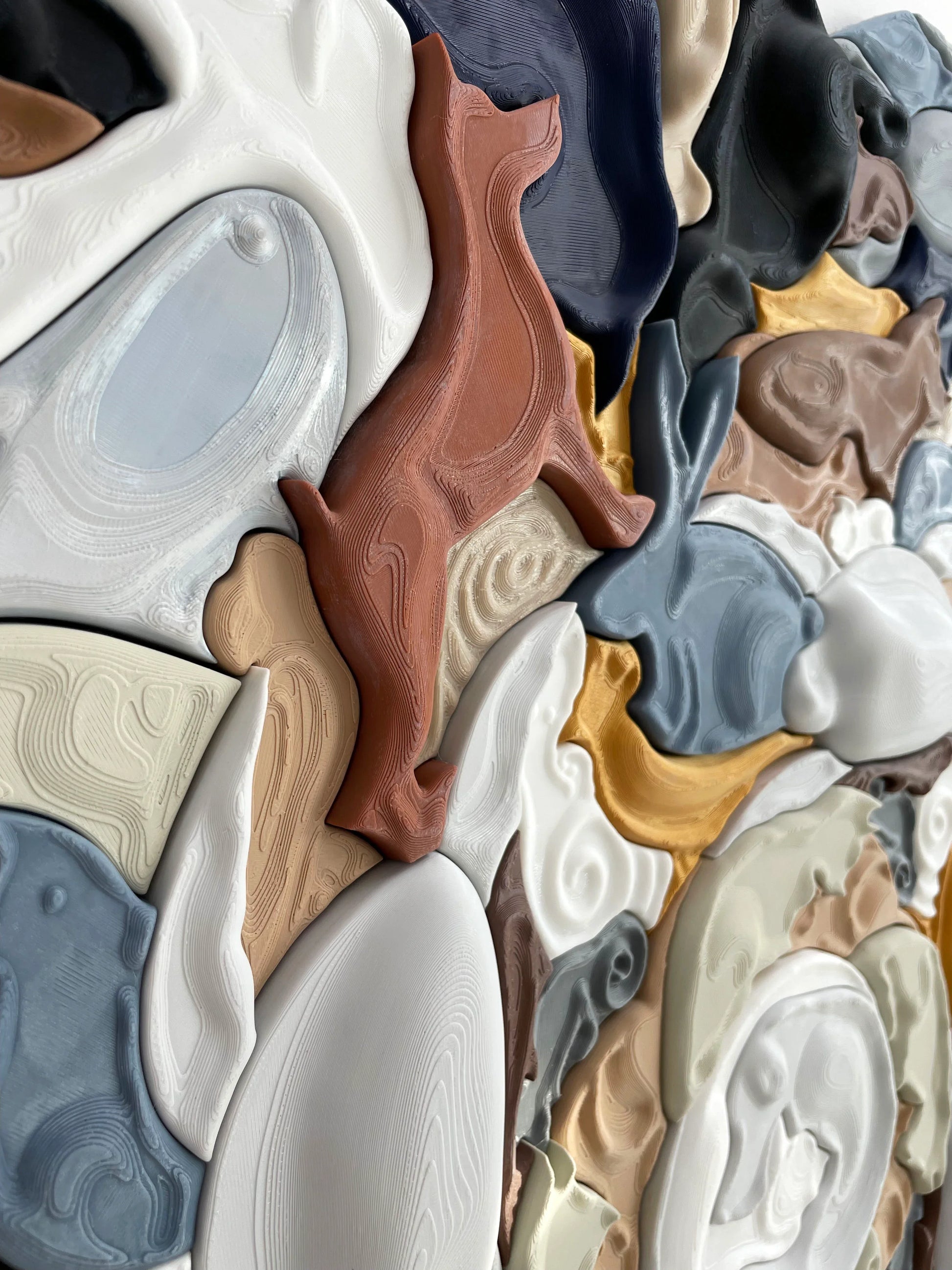 Mosaic Pets sculptural relief close-up | JOVI Creative