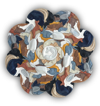 Mosaic Pets sculptural wall art front view earthy tones 110x110cm  | JOVI Creative 
