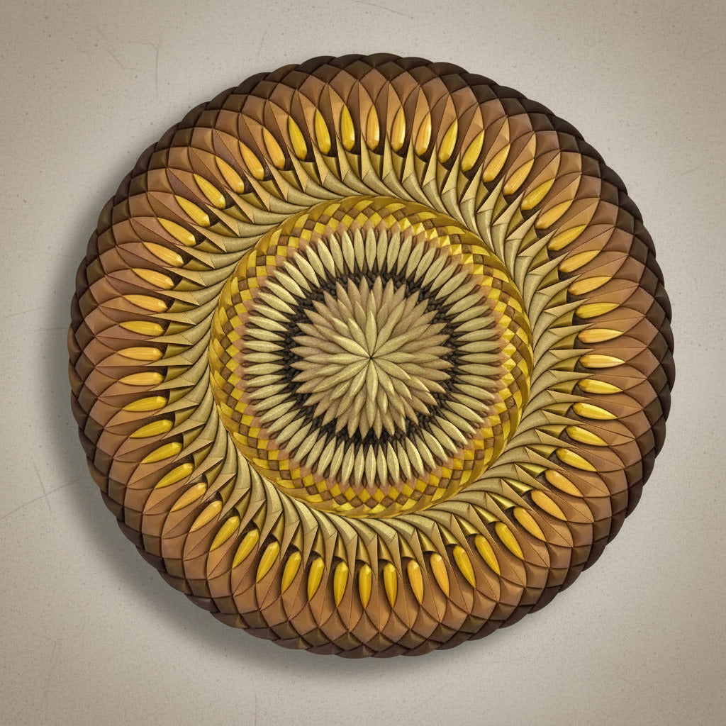Mosaic Rising Sun with LED front view sculptural wall art  | JOVI Creative 
