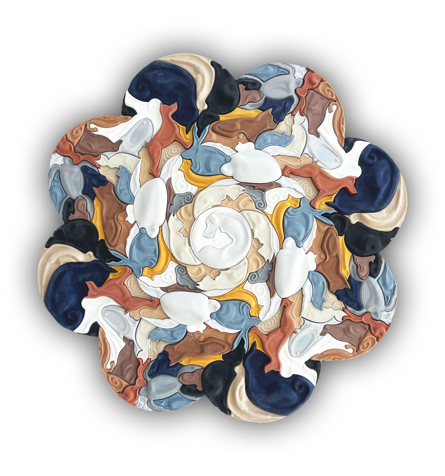 Mosaic Pets unique sculptural wall art with playful pet-inspired design, 110x110cm