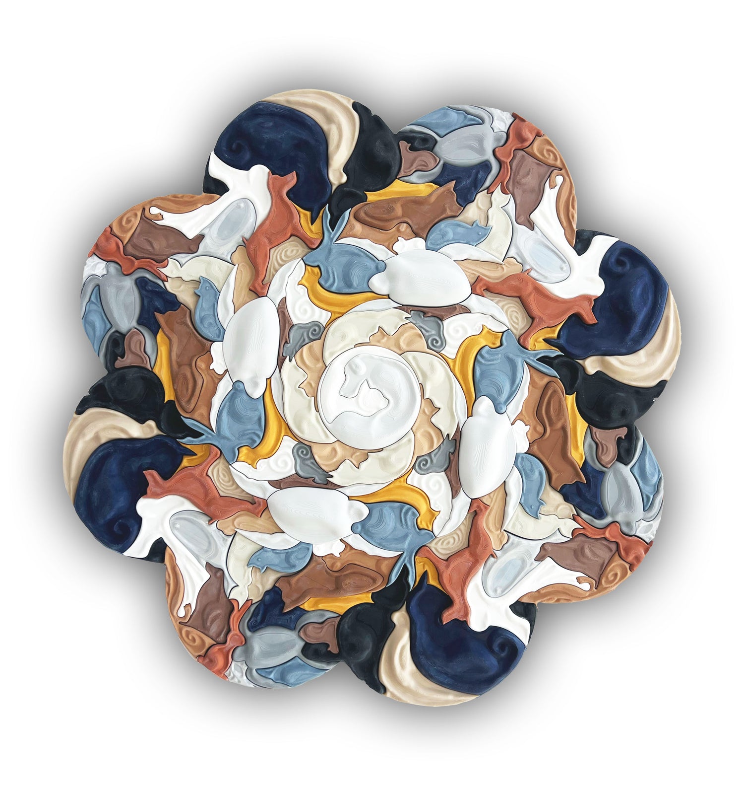 Mosaic Pets unique sculptural wall art with playful pet-inspired design, 110x110cm