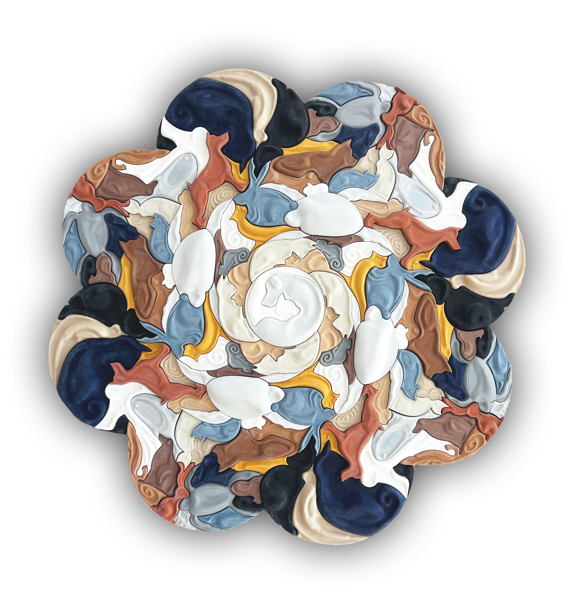 Mosaic Pets unique sculptural wall art with playful pet-inspired design, 110x110cm