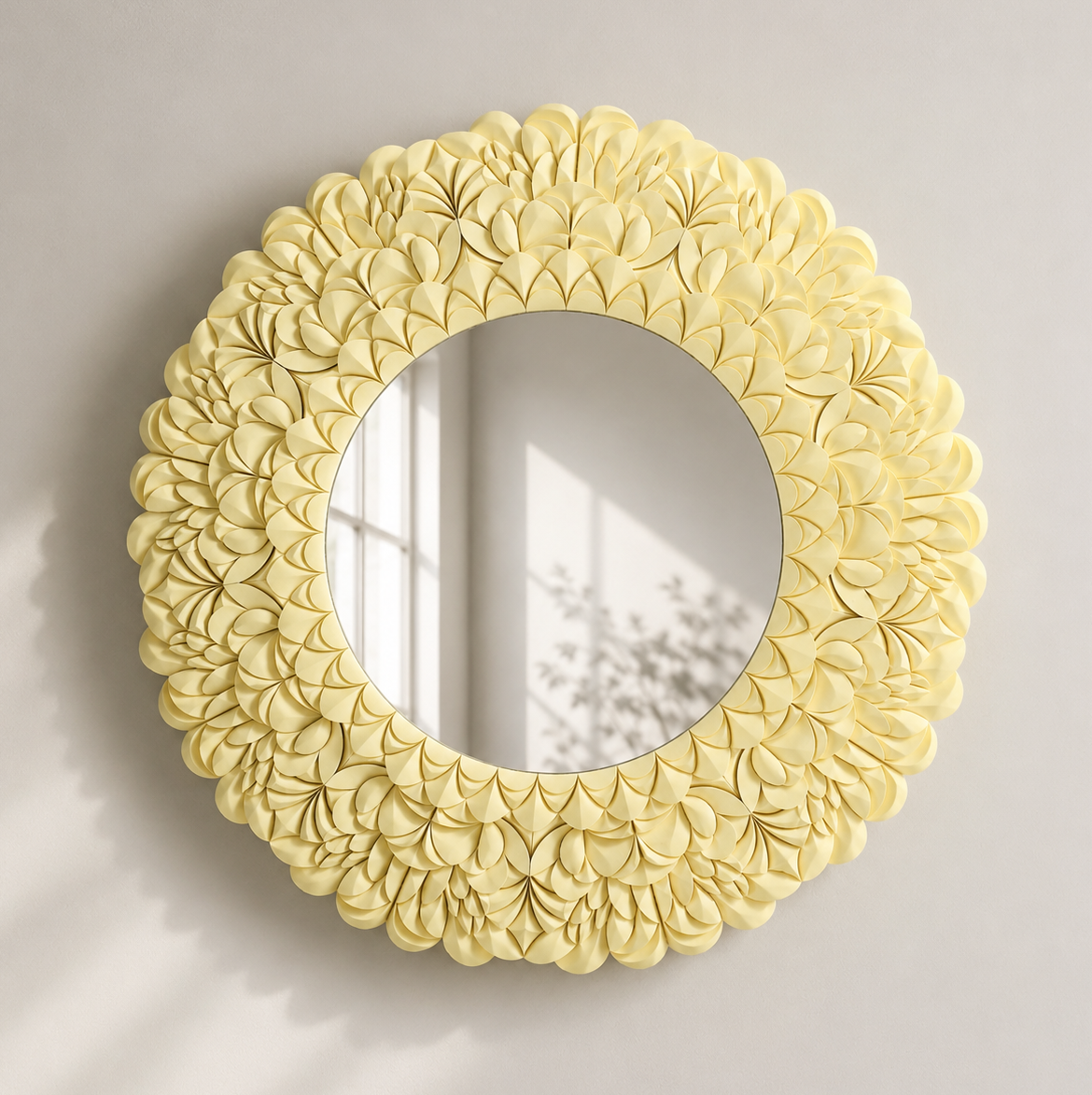 Sculptural mosaic wall art with cherry blossom in yellow by JOVI Creative