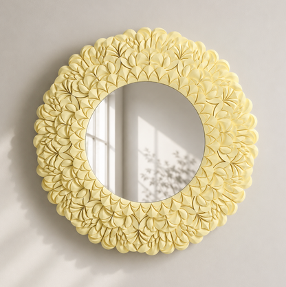 Sculptural mosaic wall art with cherry blossom in yellow by JOVI Creative