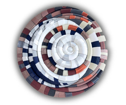 Sculptural mosaic wall art with moon design in dark by JOVI Creative