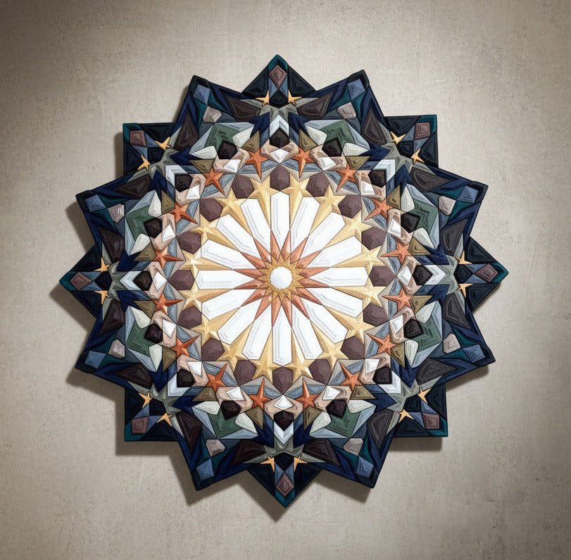 Sculptural mosaic wall art with star pattern by JOVI Creative