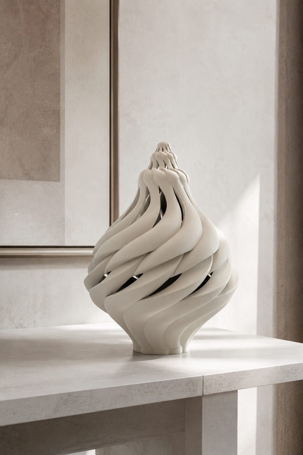 Sea shell sculptural table light in beige finish by JOVI Creative
