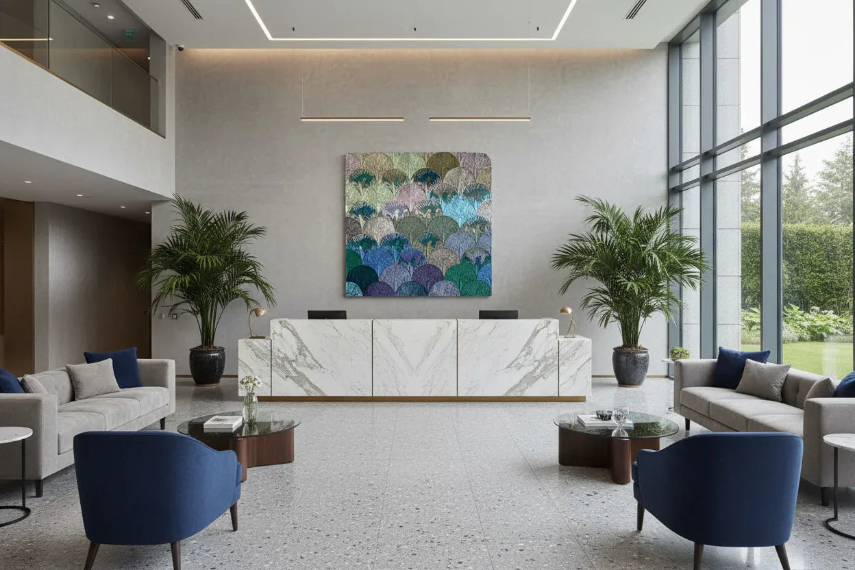 Wall Panel Forest sculptural mosaic in hotel interior | JOVI Creative 