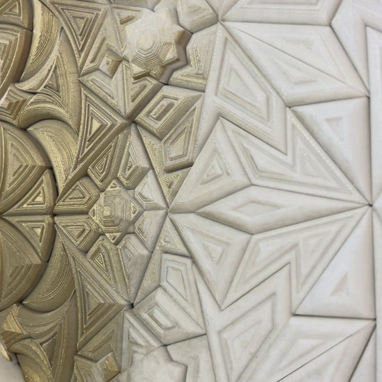 Mosaic Dubai History unique sculptural wall art with Islamic patterns and star shape, 100x100cm