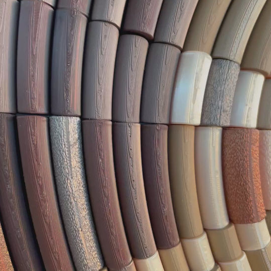 Sculptural mosaic wall mirror with bamboo brown