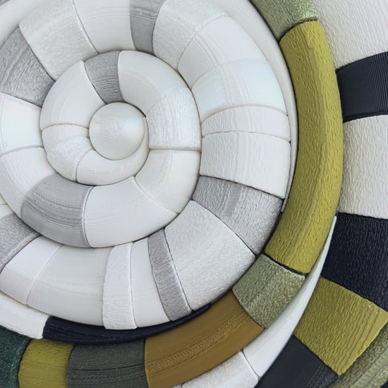 Mosaic Moon Green unique sculptural wall art with lunar surface texture, 28x27cm